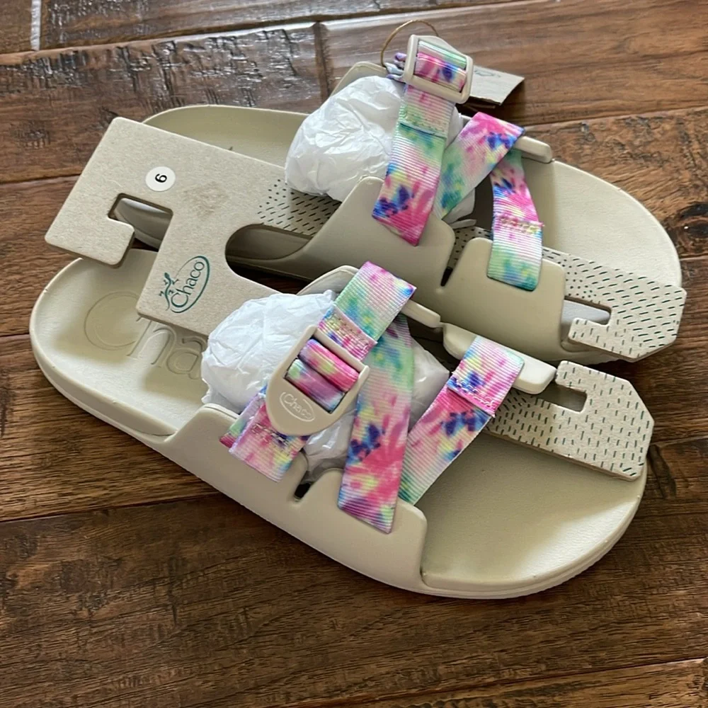 Chaco Kids Girls Chillos Slide Sandals Light Tie Dye Size 6